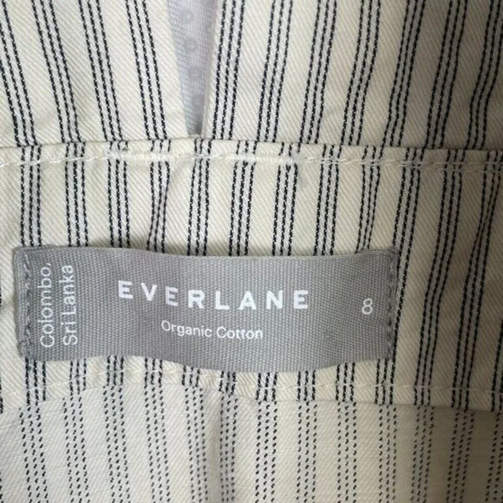 Everlane The Fatigue Apron Organic Cotton Linen Blend Jumpsuit Navy Stripe 8